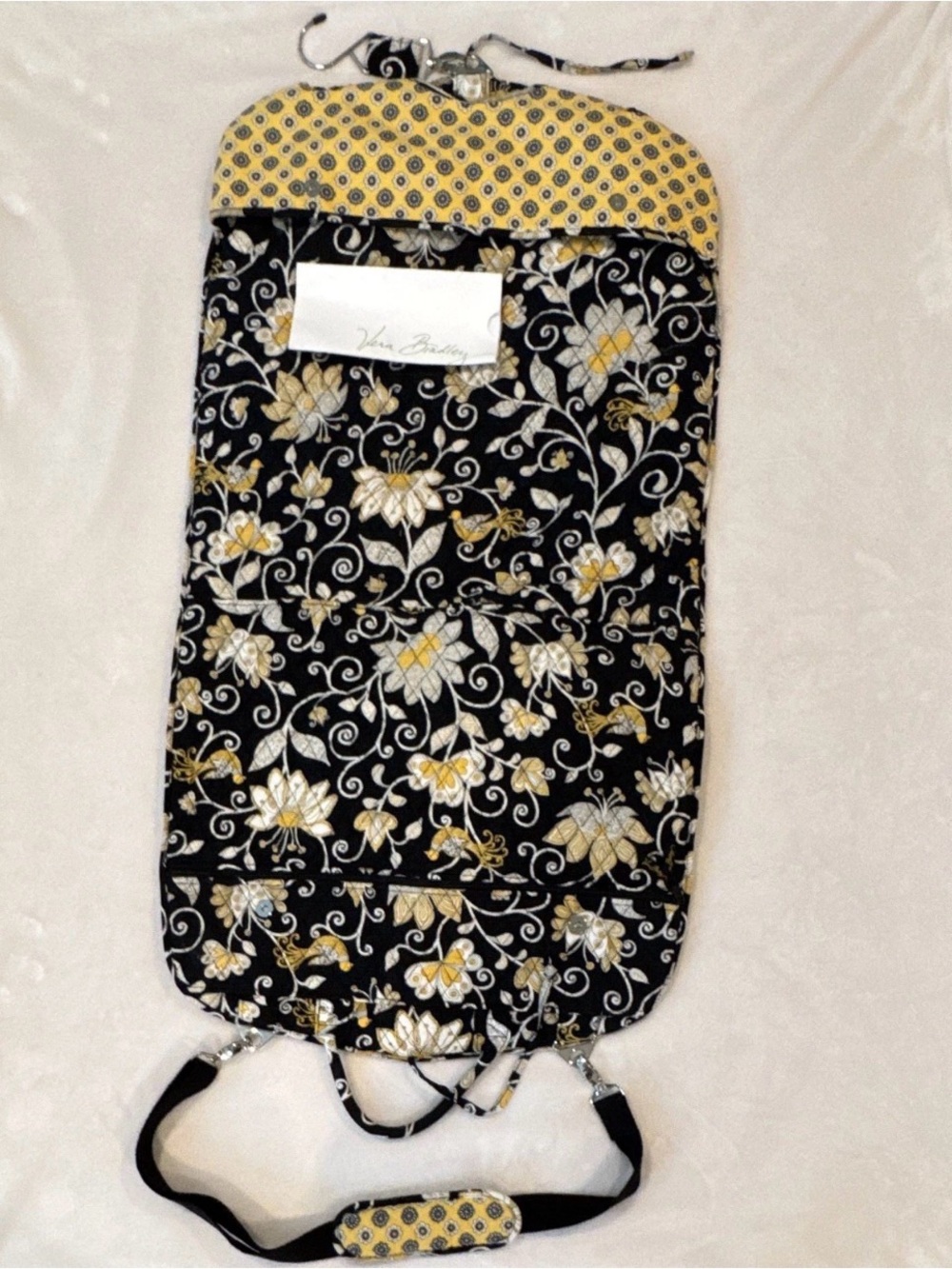 Vera Bradley Black & Yellow Quilted Floral Yellow Bird Hanging Garment Bag